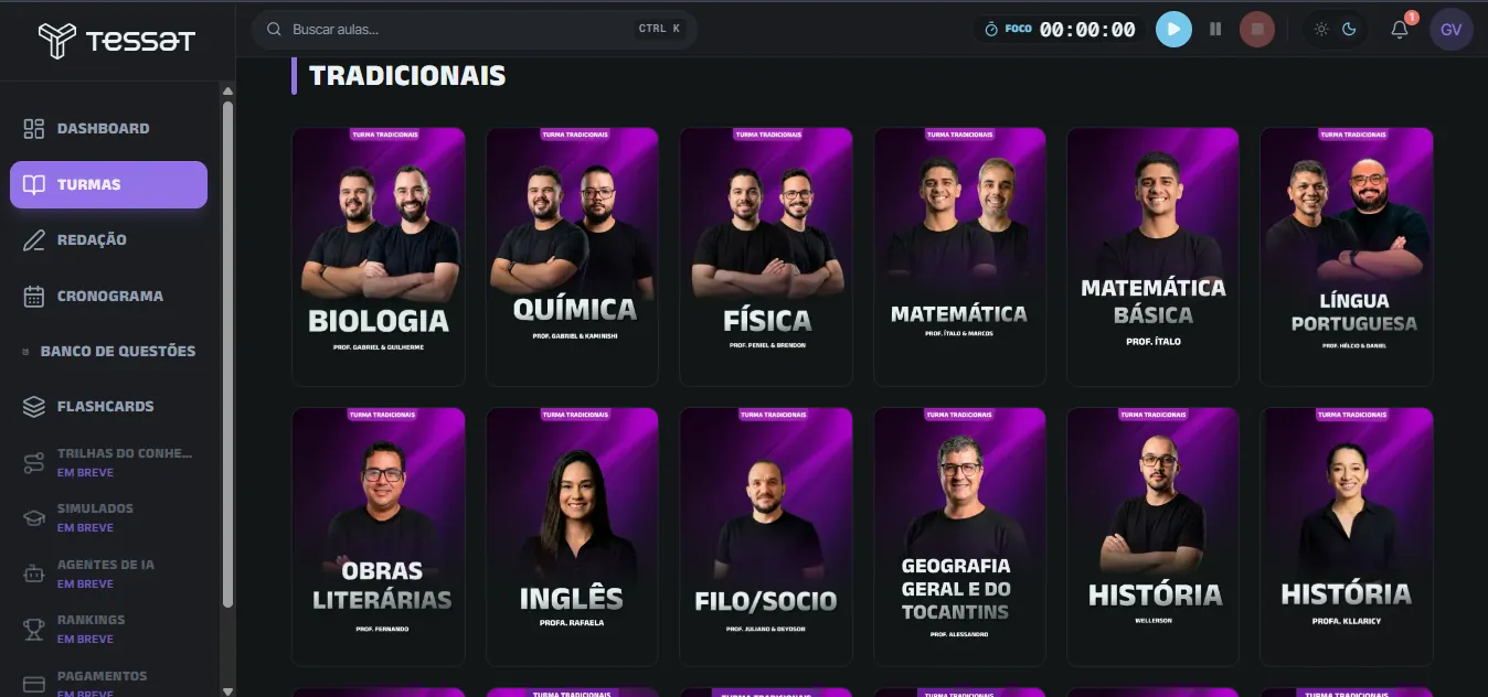 Disciplinas dentro da turma