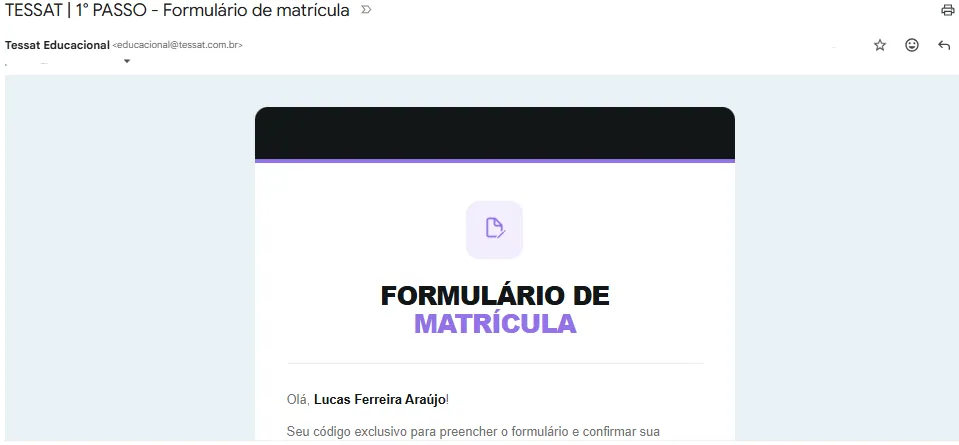 E-mail do passo 1