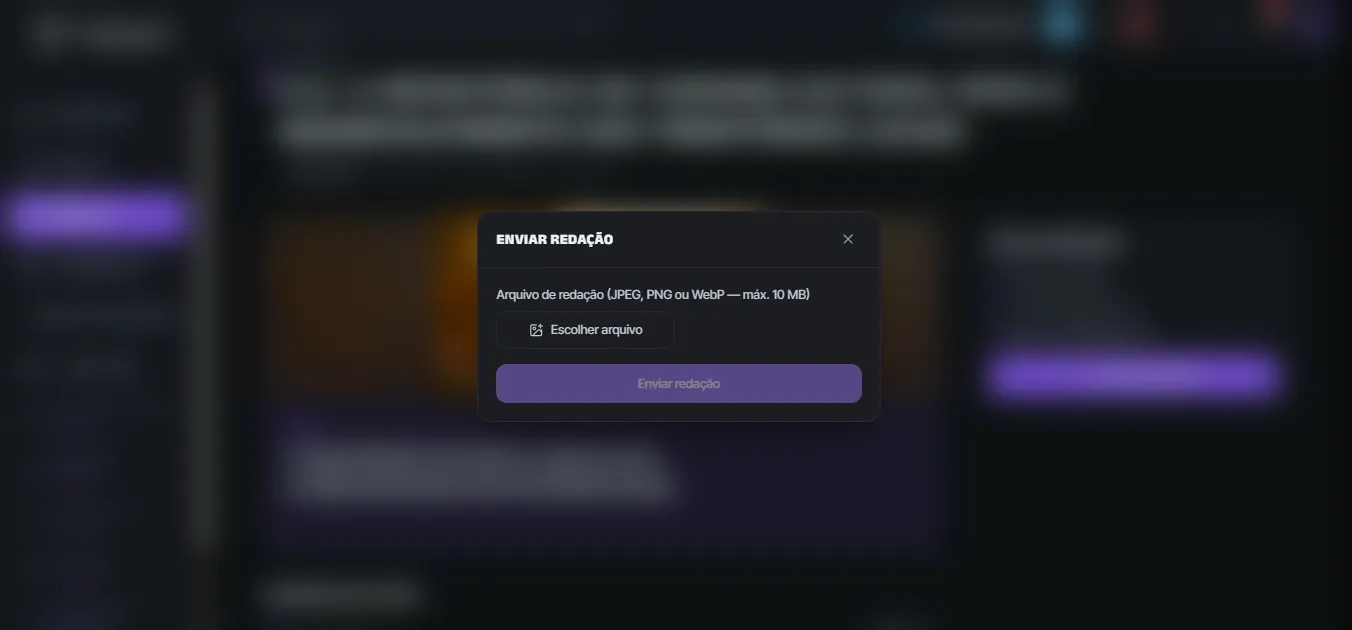 Pop-up de upload da redação